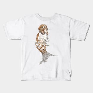 Brown and White Mermaid Bunny Kids T-Shirt